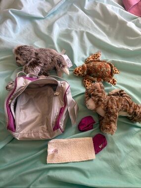 American Girl-three pets and carrying case with accessories.